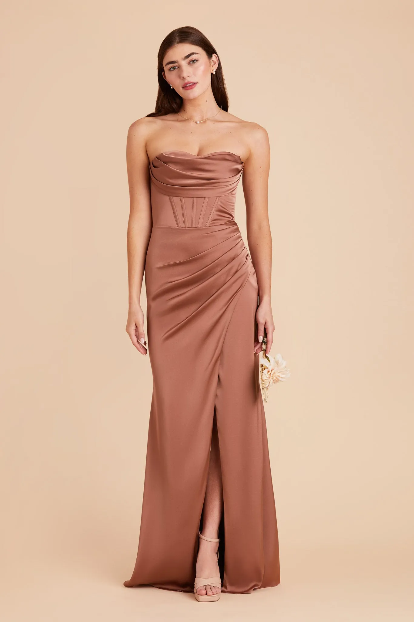 Carrie Matte Satin Dress - Desert Rose sold by Birdy Grey product image thumbnail 4