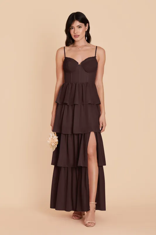 Lola Chiffon Dress - Espresso sold by Birdy Grey