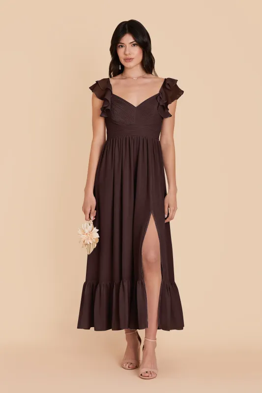 Michelle Chiffon Dress - Espresso sold by Birdy Grey