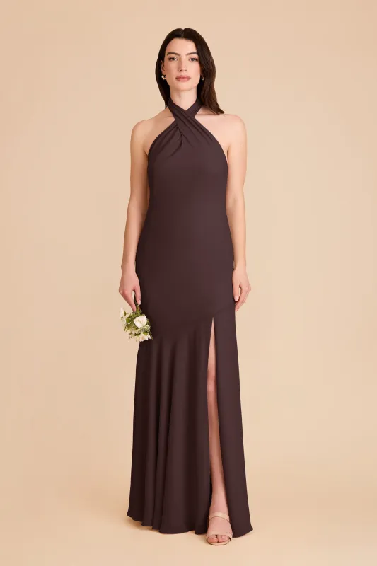 Stephanie Chiffon Dress - Espresso sold by Birdy Grey