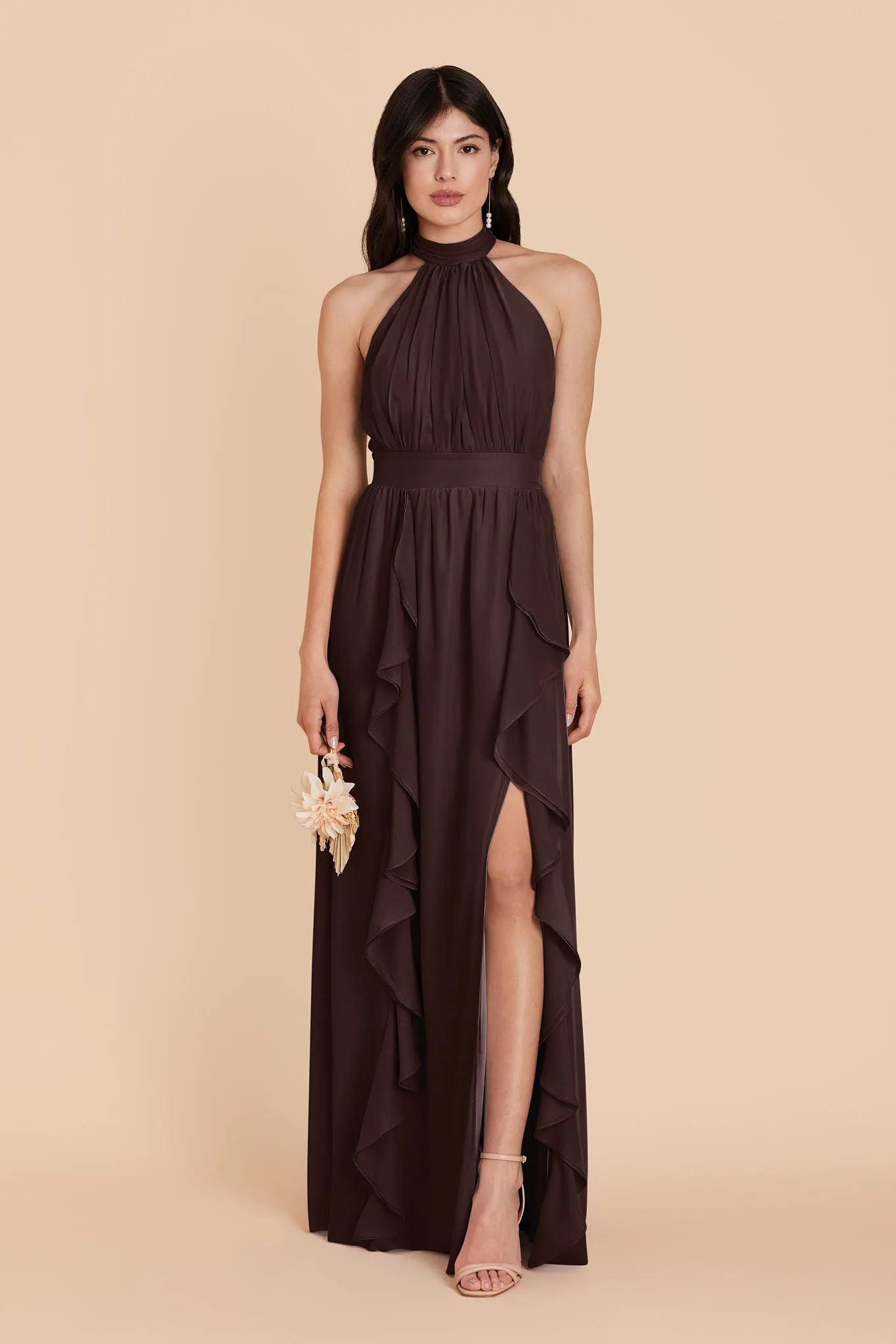 Joyce Chiffon Dress - Espresso sold by Birdy Grey