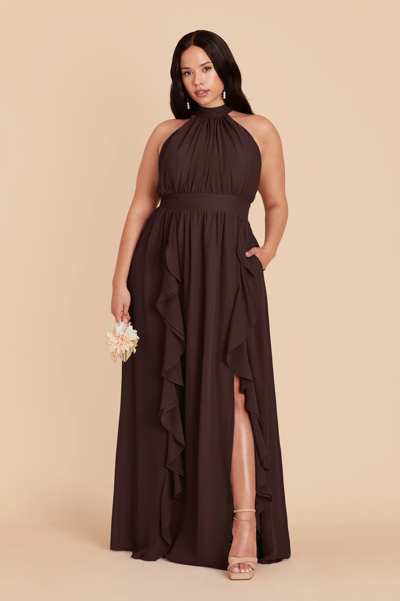 Joyce Chiffon Dress - Espresso sold by Birdy Grey product image thumbnail 2