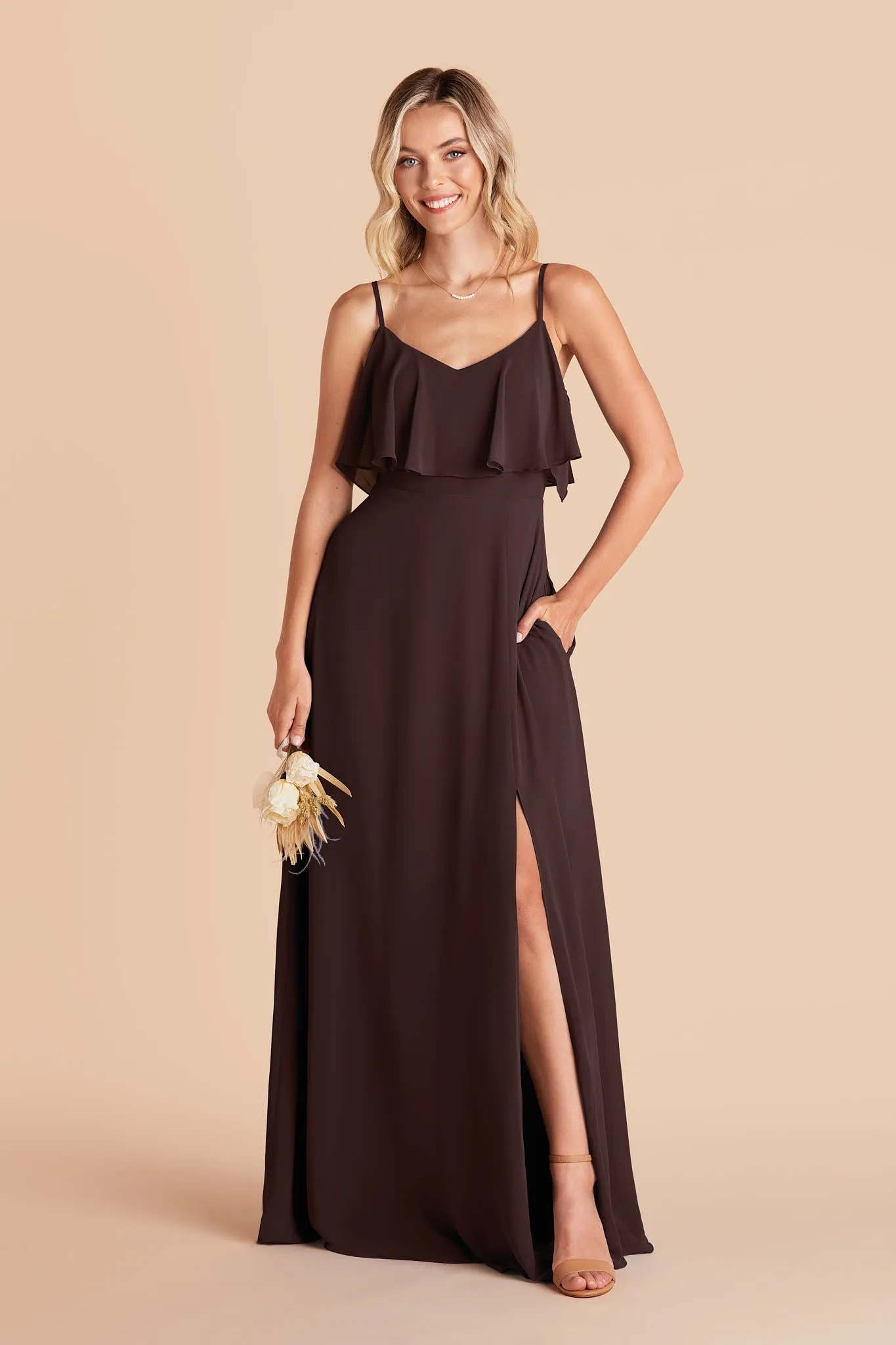 Jane Convertible Dress With Slit - Espresso sold by Birdy Grey product image thumbnail 4