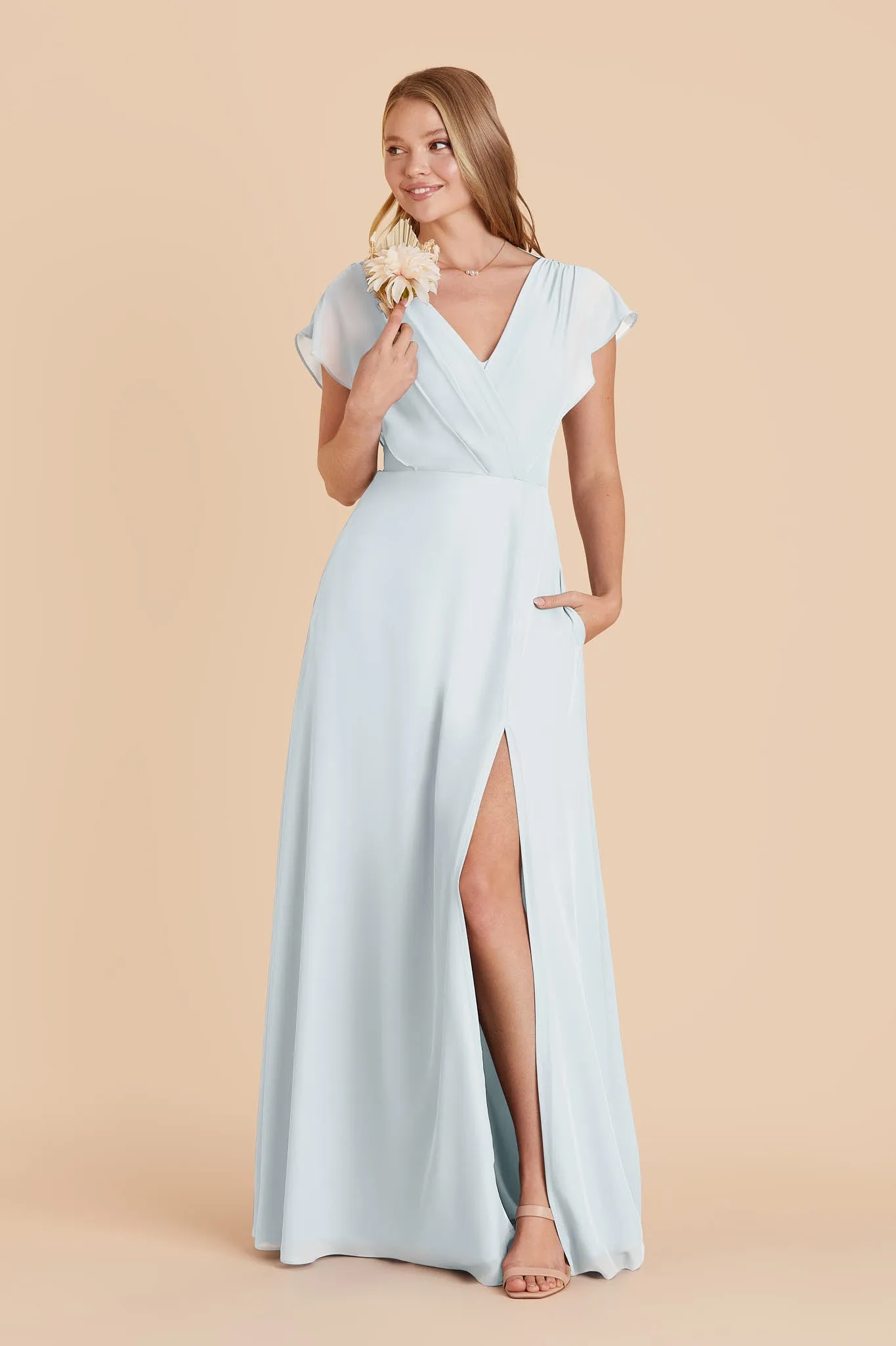 Violet Chiffon Dress - Mist Blue sold by Birdy Grey product image thumbnail 3