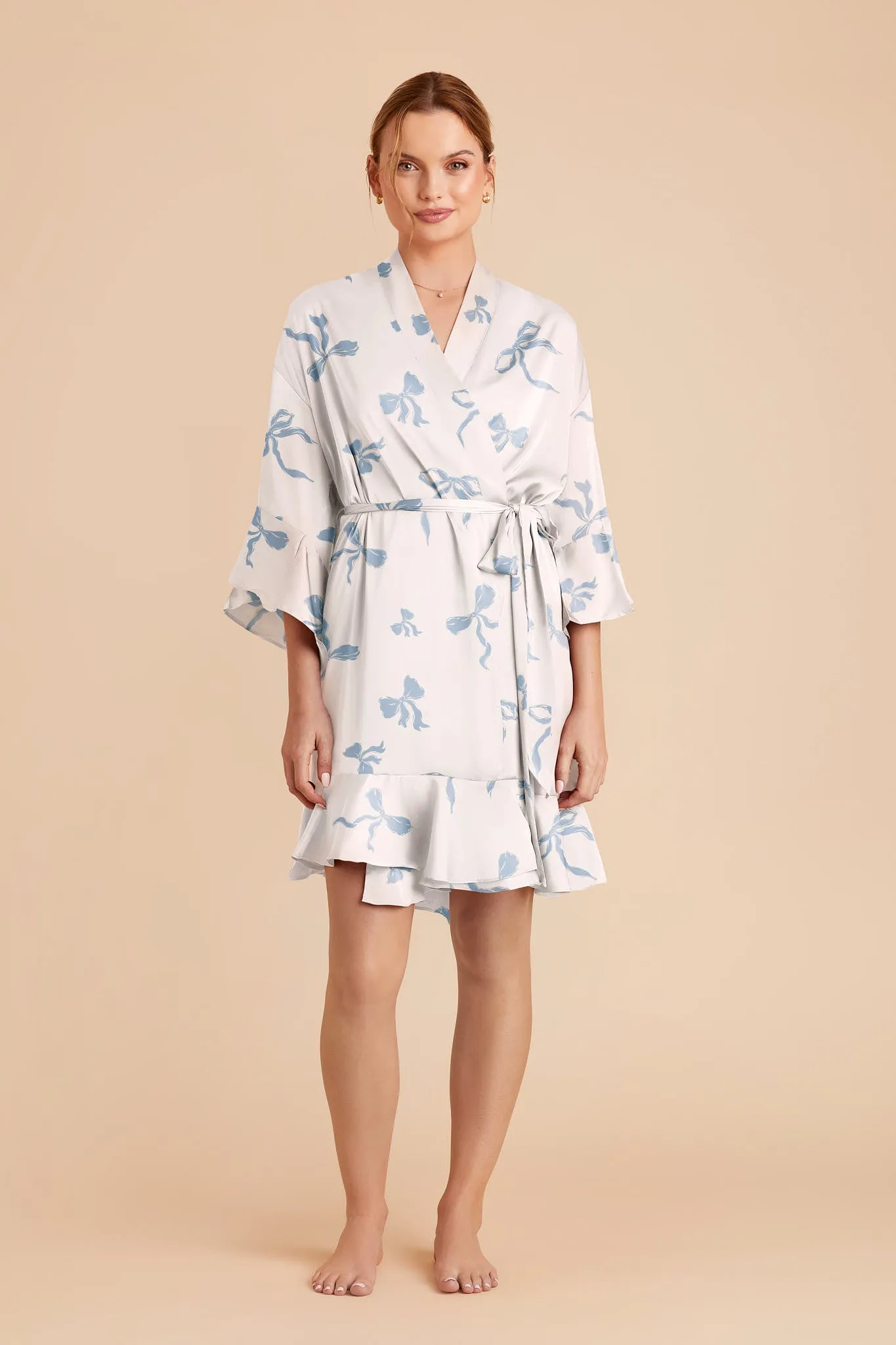 Kenny Satin Print Robe - Ivory Bows sold by Birdy Grey product image thumbnail 2