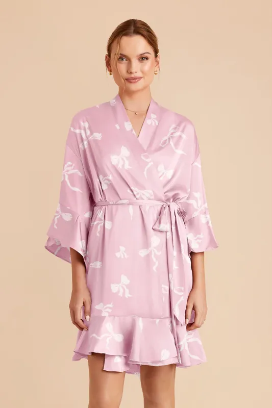 Kenny Matte Satin Robe - Dusty Pink Bows sold by Birdy Grey
