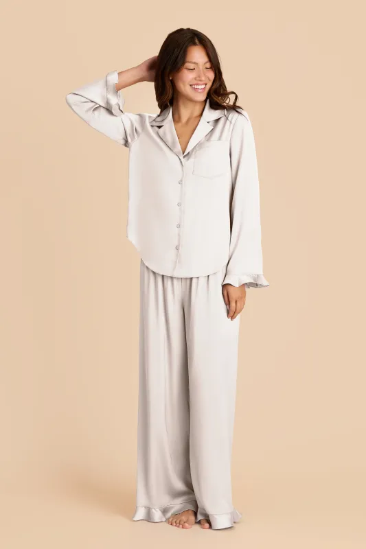 Emma Matte Satin Pajama Set - Ivory sold by Birdy Grey