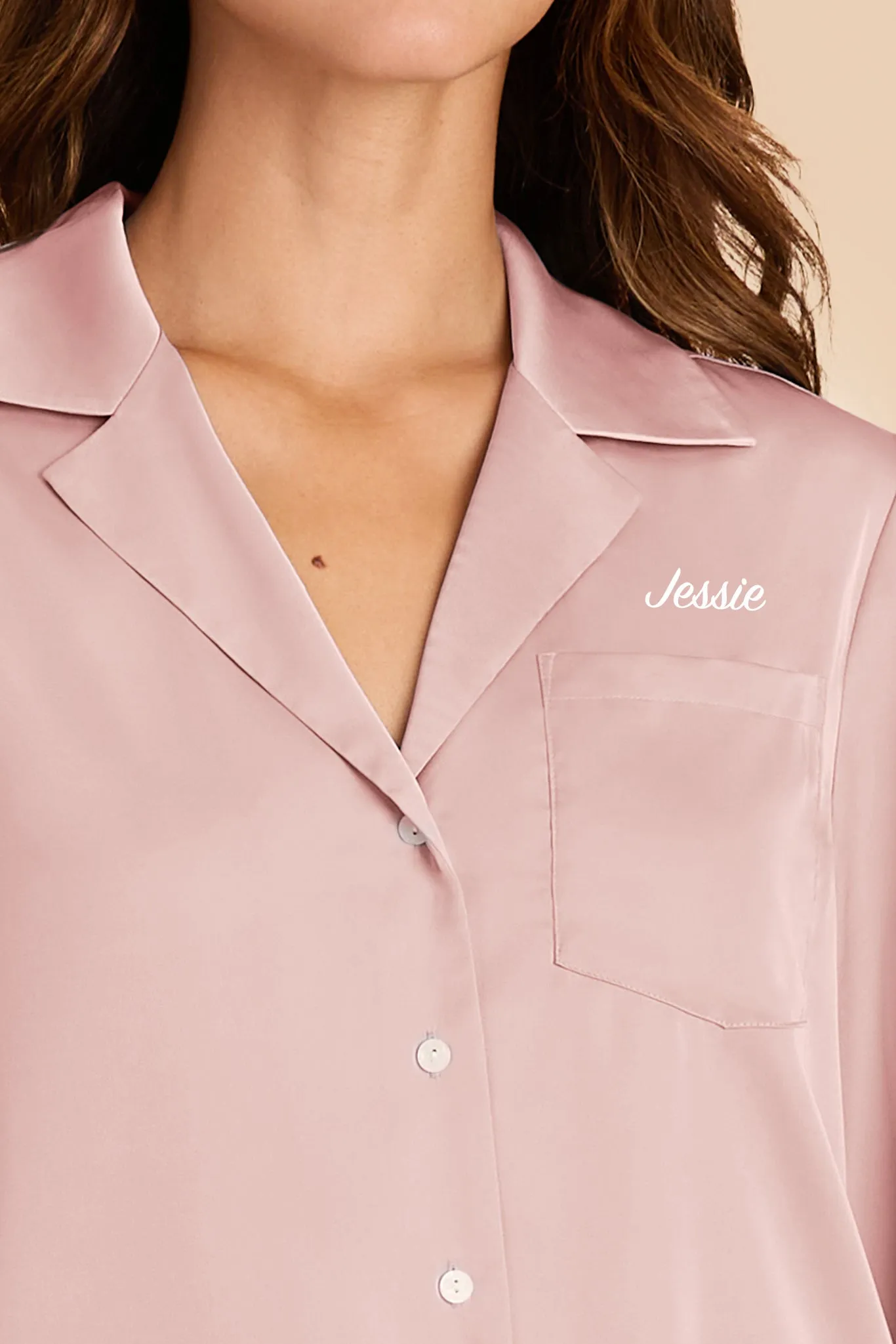 Emma Matte Satin Pajama Set - Dusty Pink sold by Birdy Grey product image thumbnail 2