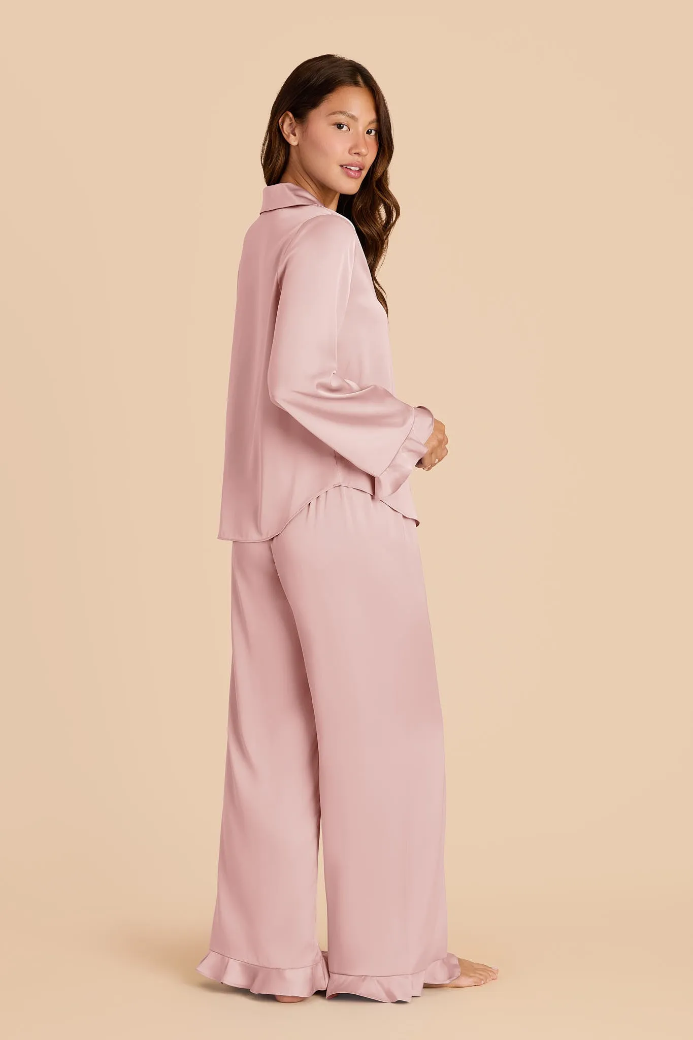 Emma Matte Satin Pajama Set - Dusty Pink sold by Birdy Grey product image thumbnail 5