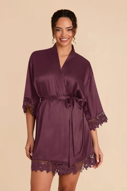 Claudine Shiny Satin Robe - Cabernet sold by Birdy Grey