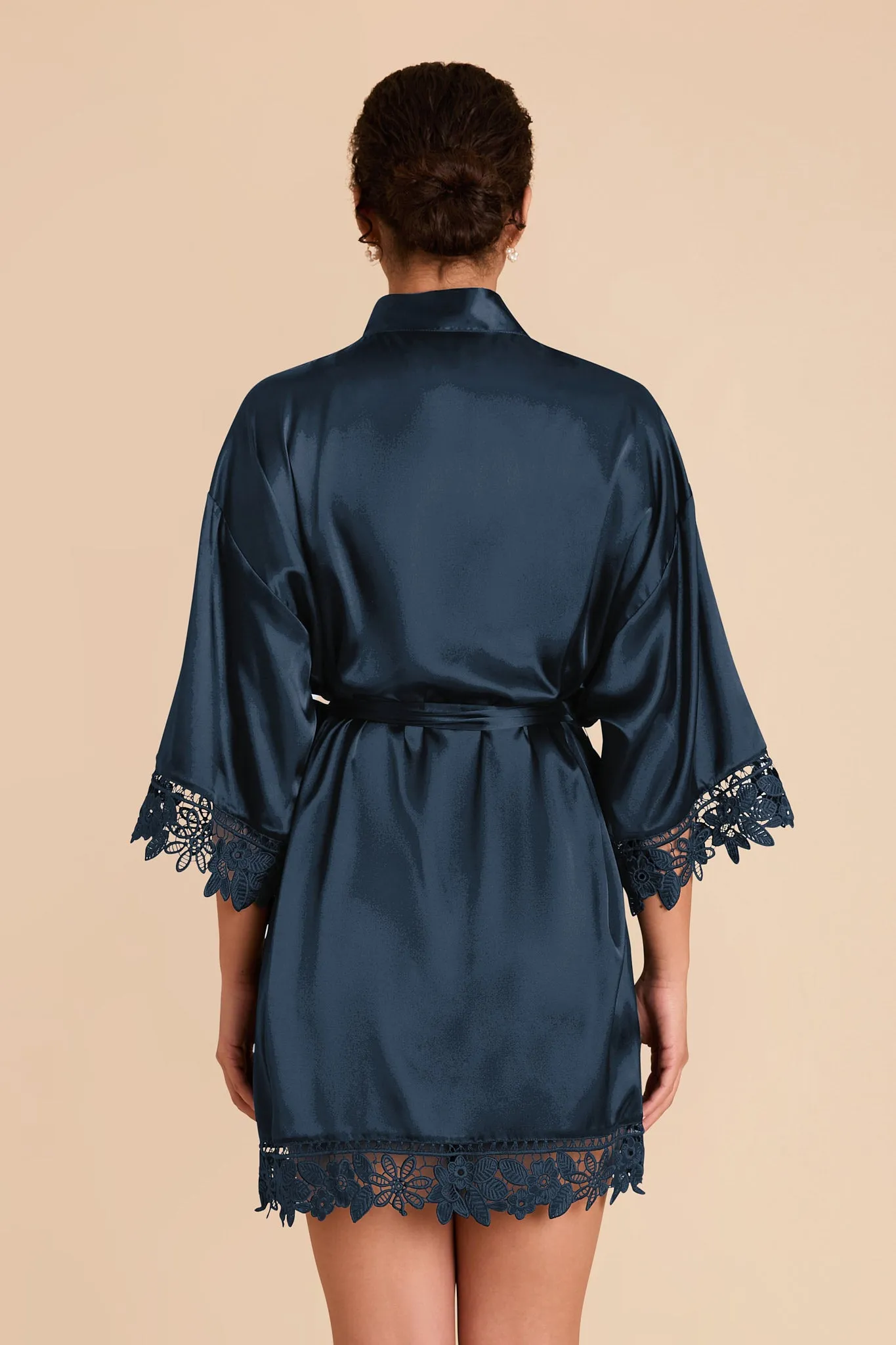 Claudine Shiny Satin Robe - Navy sold by Birdy Grey product image thumbnail 5