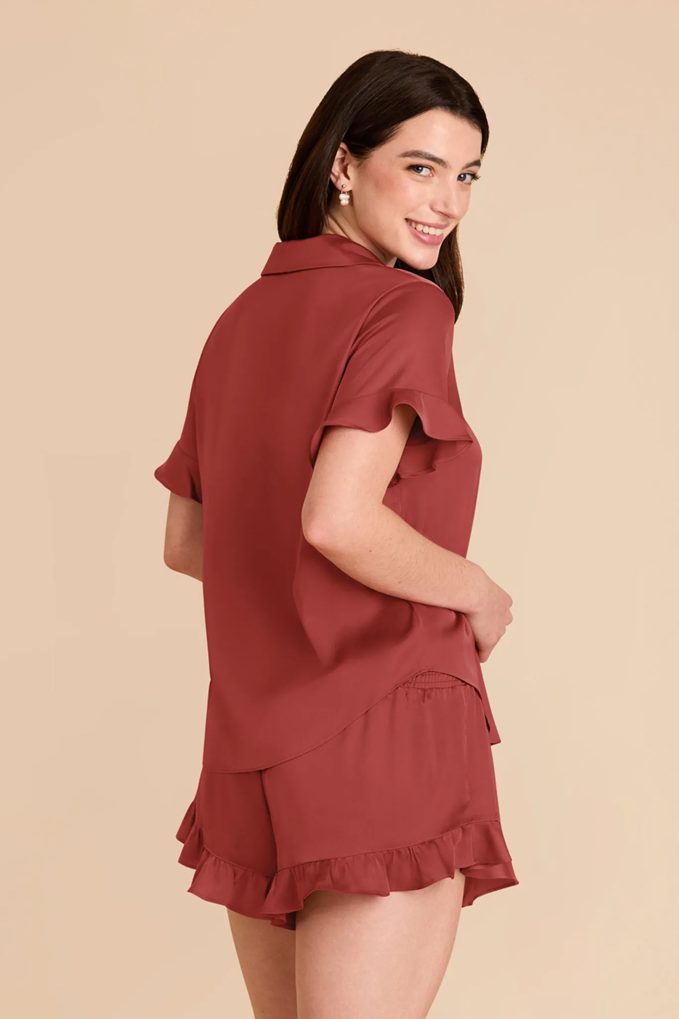 Esther Matte Satin Pajama Set - Auburn sold by Birdy Grey product image thumbnail 5