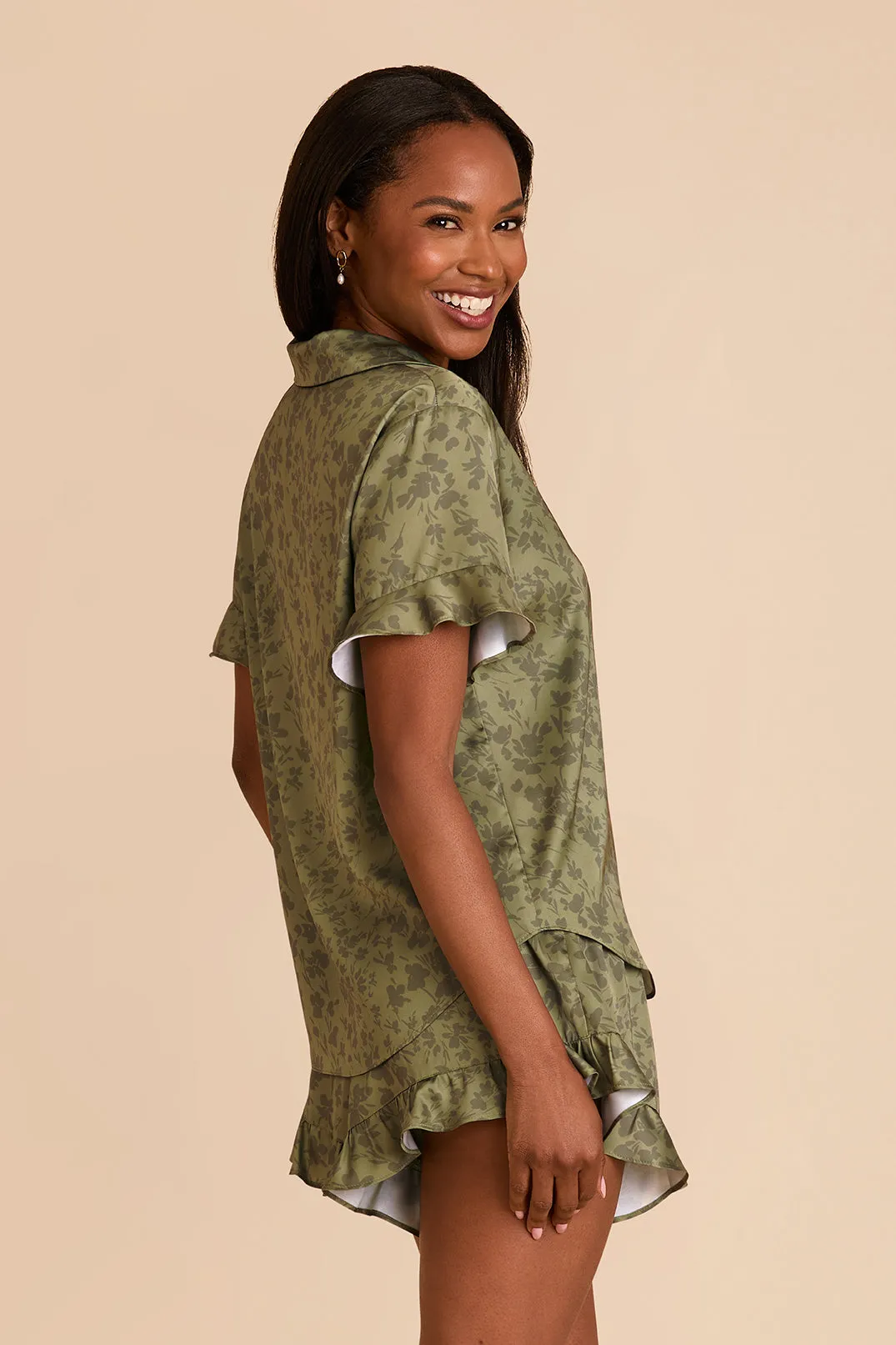 Esther Matte Satin Pajama Set - Bright Martini Dreamy Floral sold by Birdy Grey product image thumbnail 4