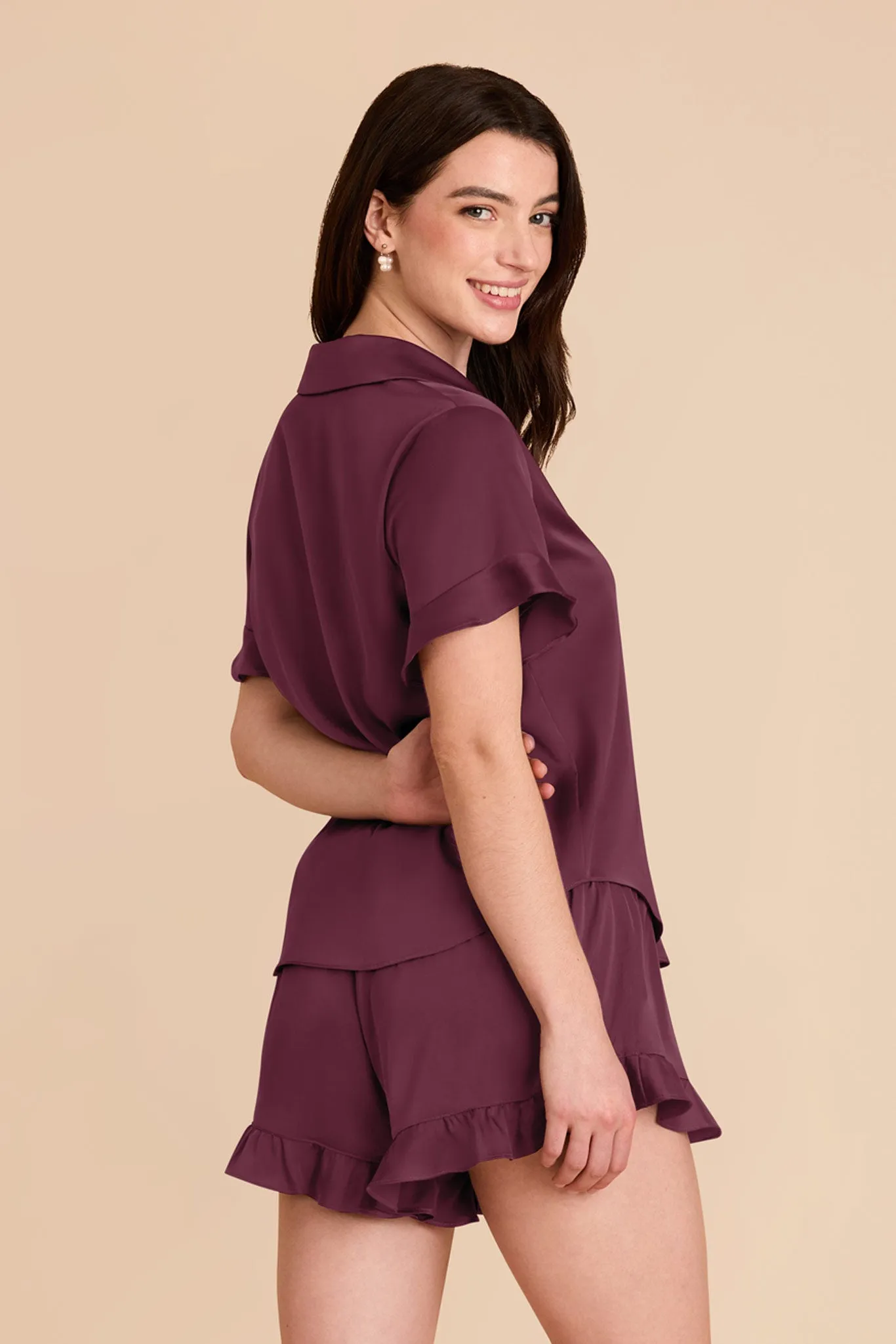 Esther Matte Satin Pajama Set - Cabernet sold by Birdy Grey product image thumbnail 5
