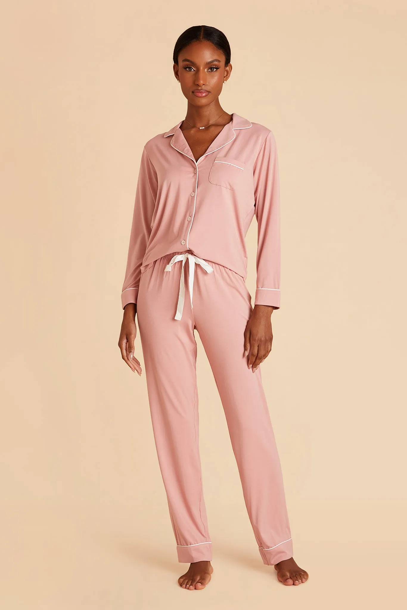 Jenna Bamboo Pajama Set - Dusty Rose sold by Birdy Grey product image thumbnail 5