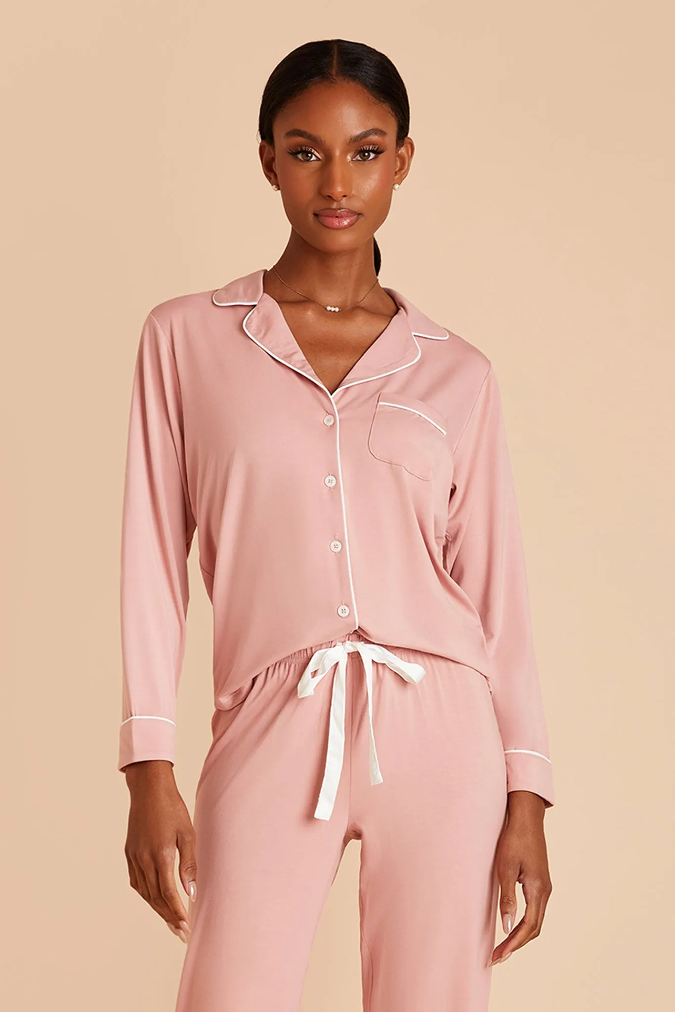 Jenna Bamboo Pajama Set - Dusty Rose sold by Birdy Grey product image thumbnail 3