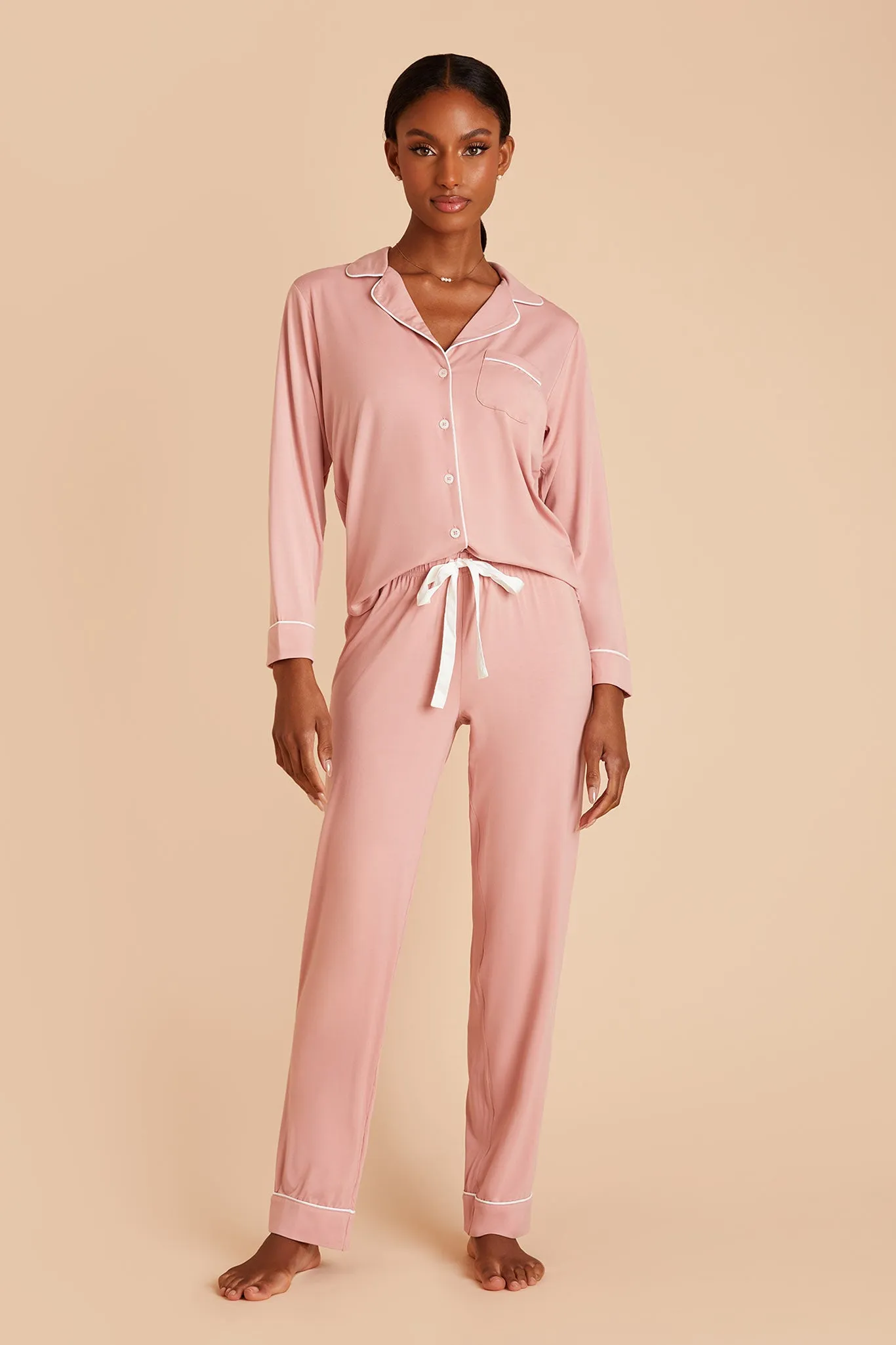 Jenna Bamboo Pajama Set - Dusty Rose sold by Birdy Grey product image thumbnail 4