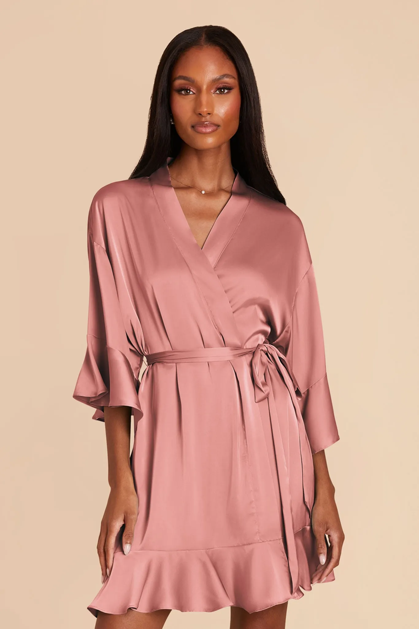 Kenny Matte Satin Robe - Dusty Rose sold by Birdy Grey