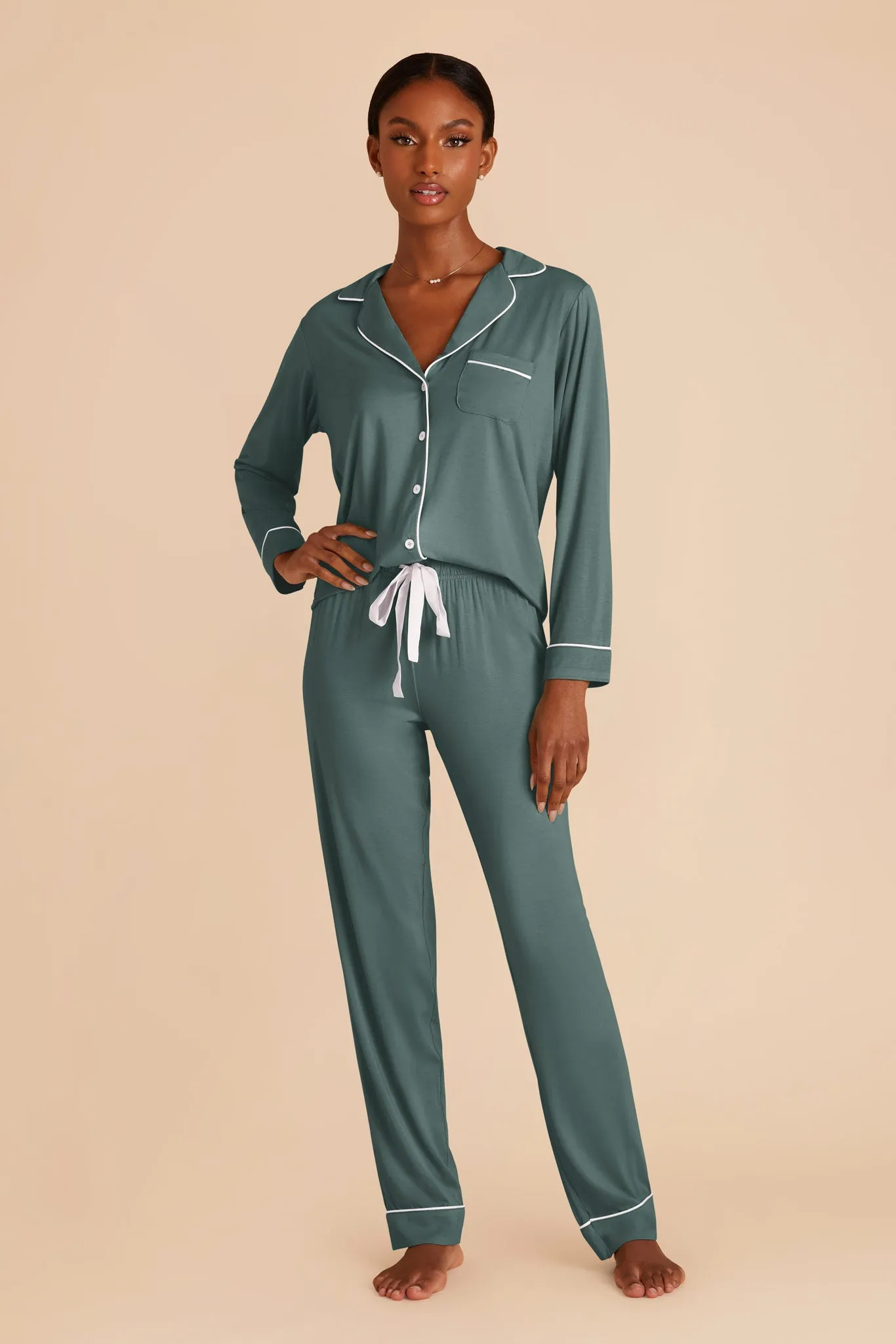 Jenna Bamboo Pajama Set - Sea Glass sold by Birdy Grey product image thumbnail 3
