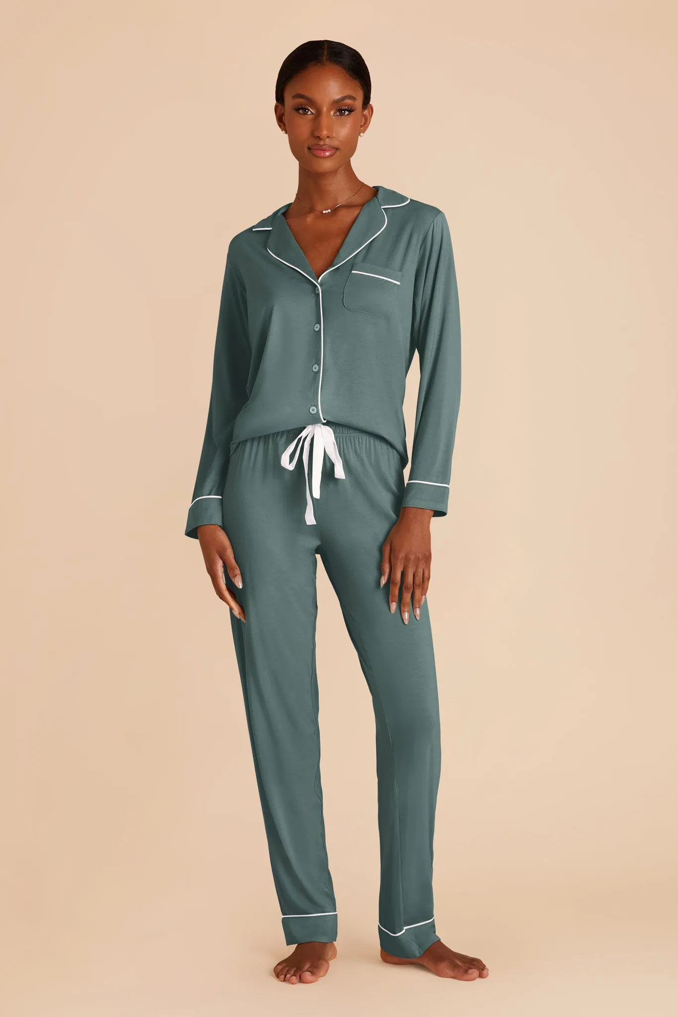 Jenna Bamboo Pajama Set - Sea Glass sold by Birdy Grey product image thumbnail 5