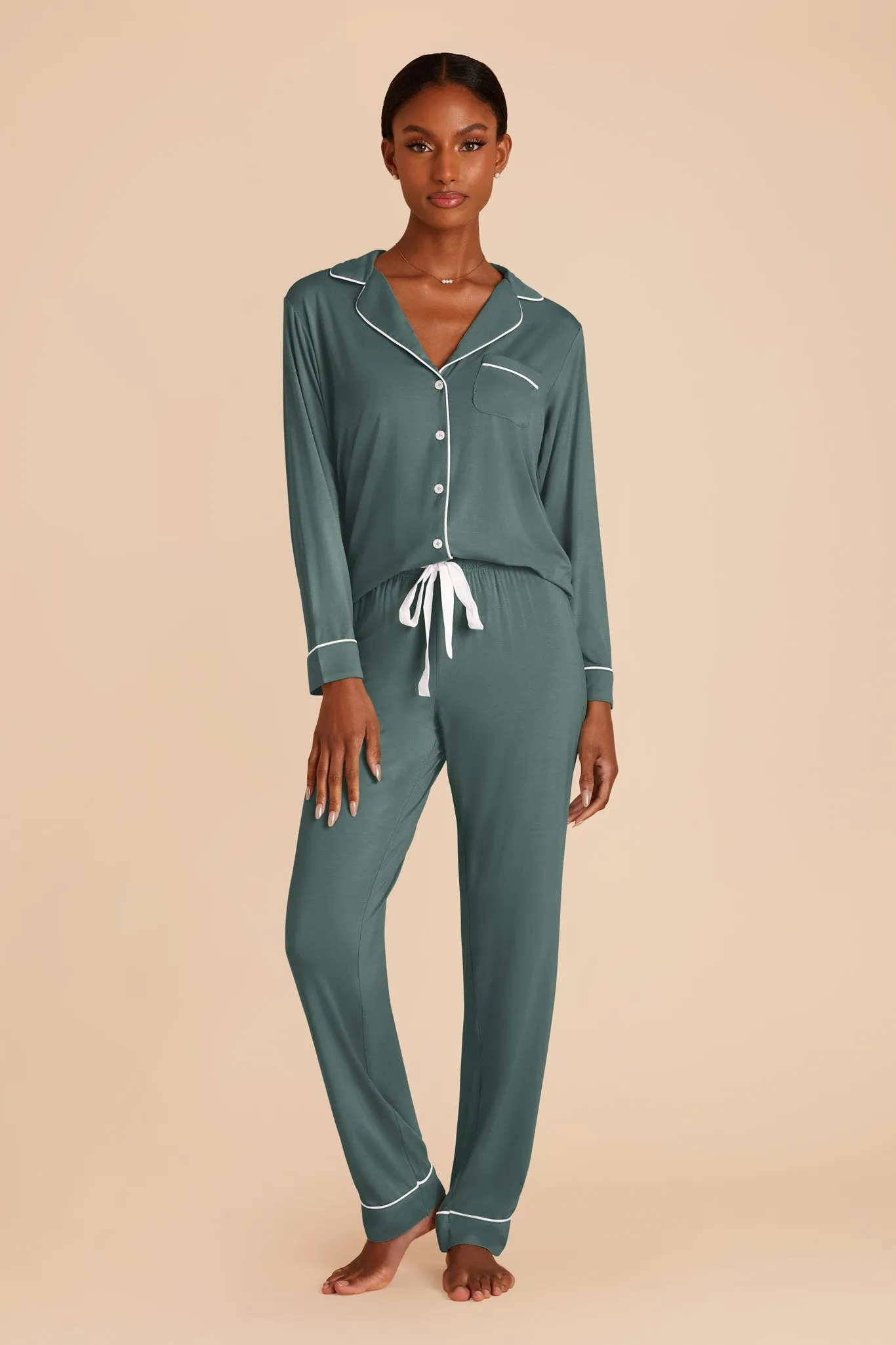 Jenna Bamboo Pajama Set - Sea Glass sold by Birdy Grey product image thumbnail 4