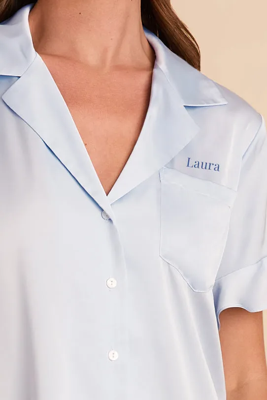 Esther Matte Satin Pajama Set - Mist Blue sold by Birdy Grey product image thumbnail 2