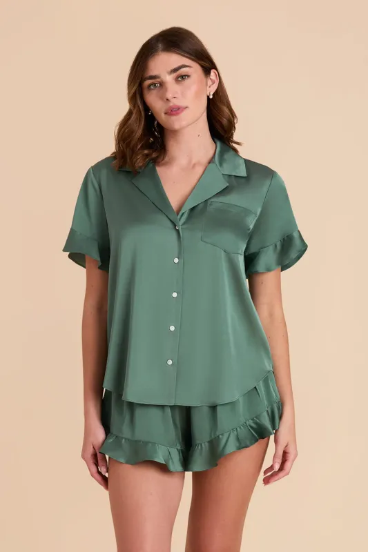 Esther Matte Satin Pajama Set - Eucalyptus sold by Birdy Grey