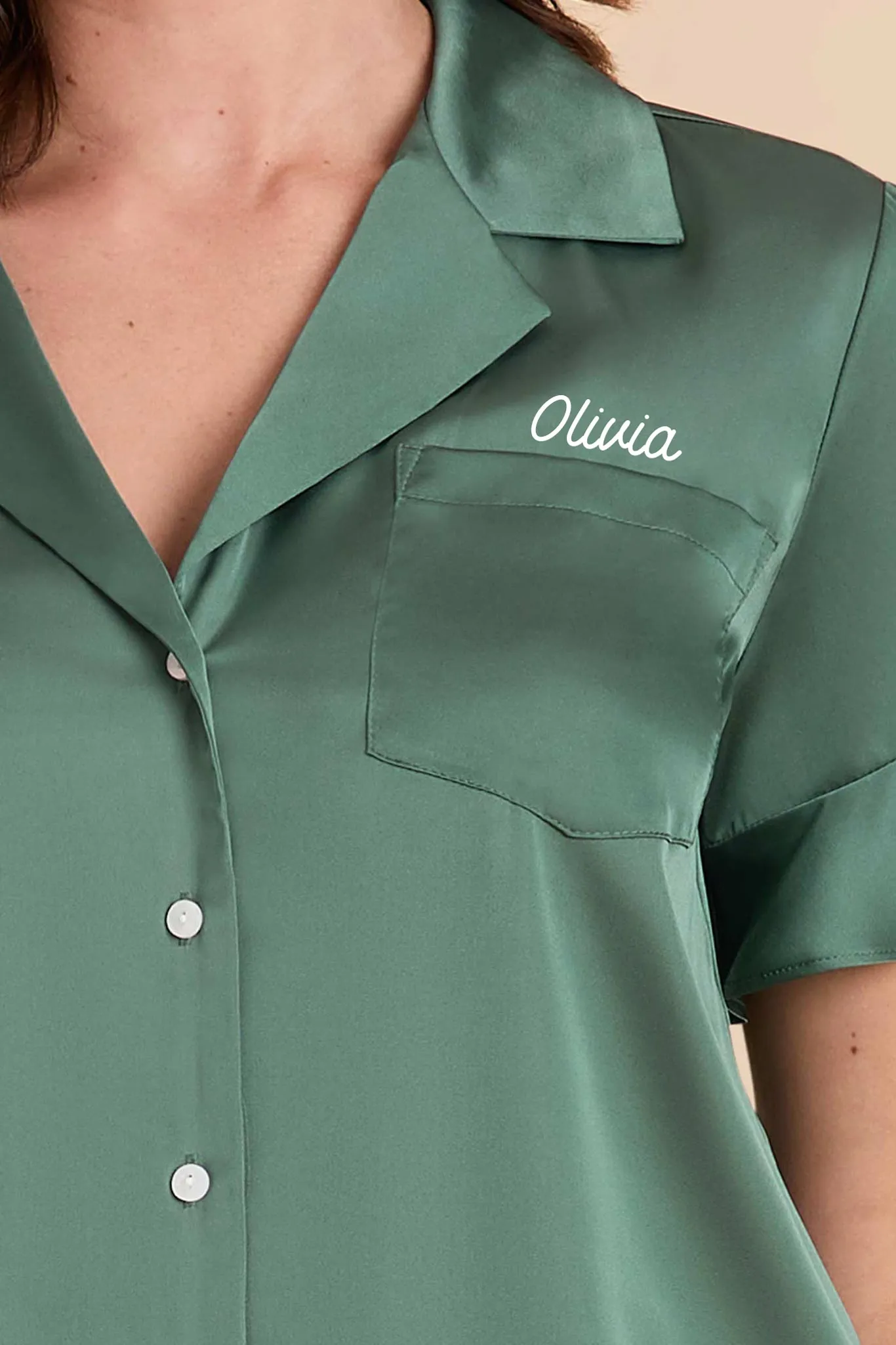 Esther Matte Satin Pajama Set - Eucalyptus sold by Birdy Grey product image thumbnail 2