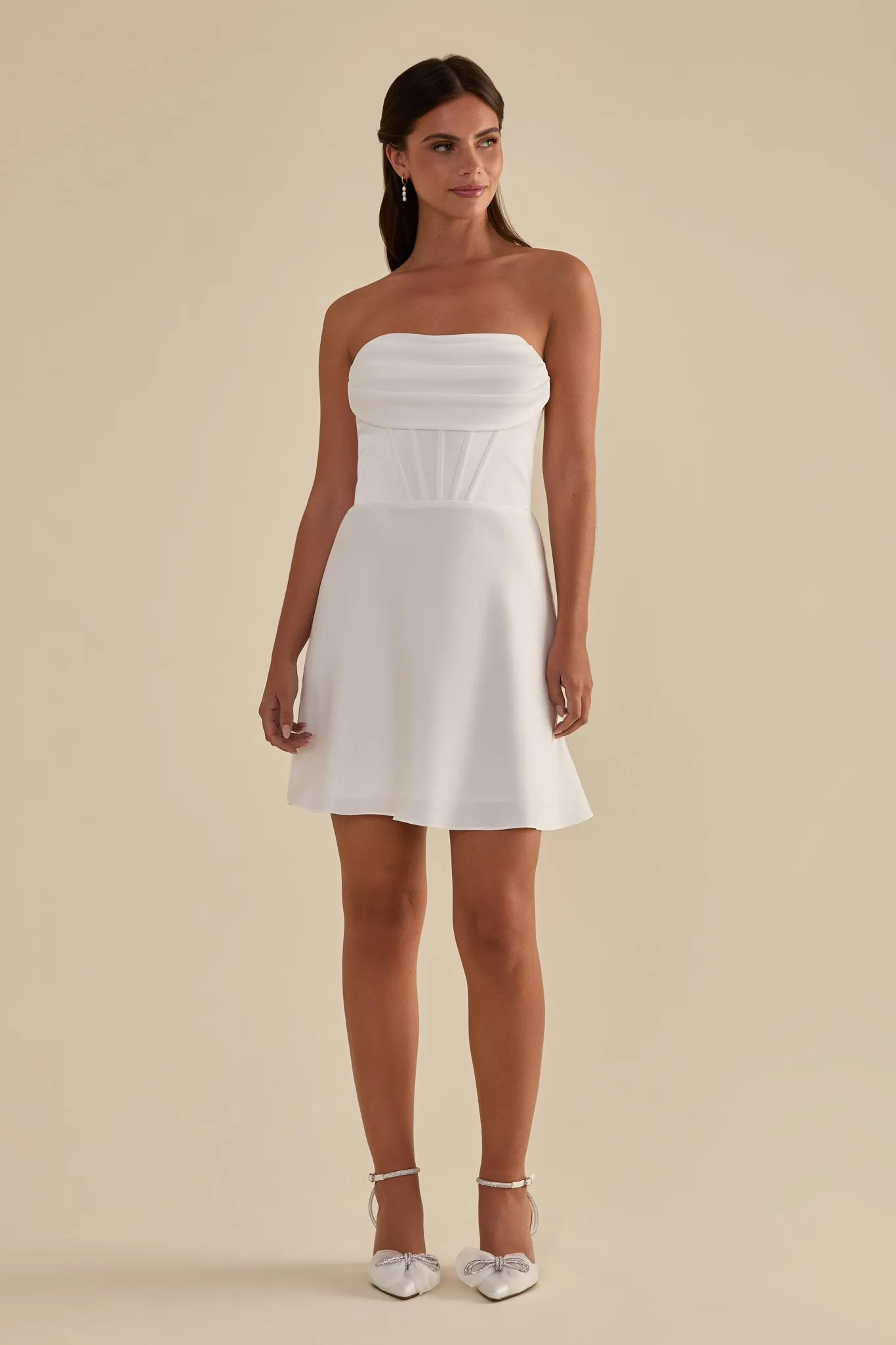 Caroline Matte Satin - White sold by Birdy Grey