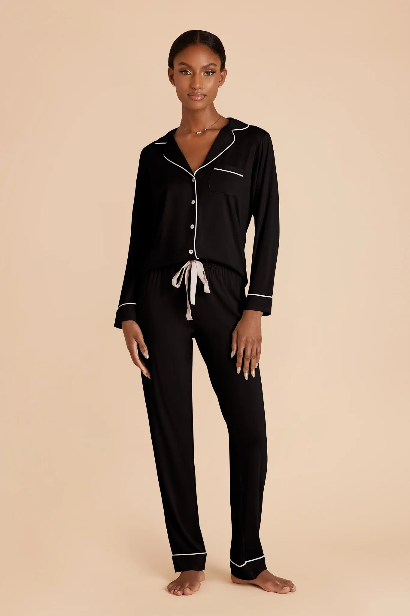 Jenna Bamboo Pajama Set - Black sold by Birdy Grey