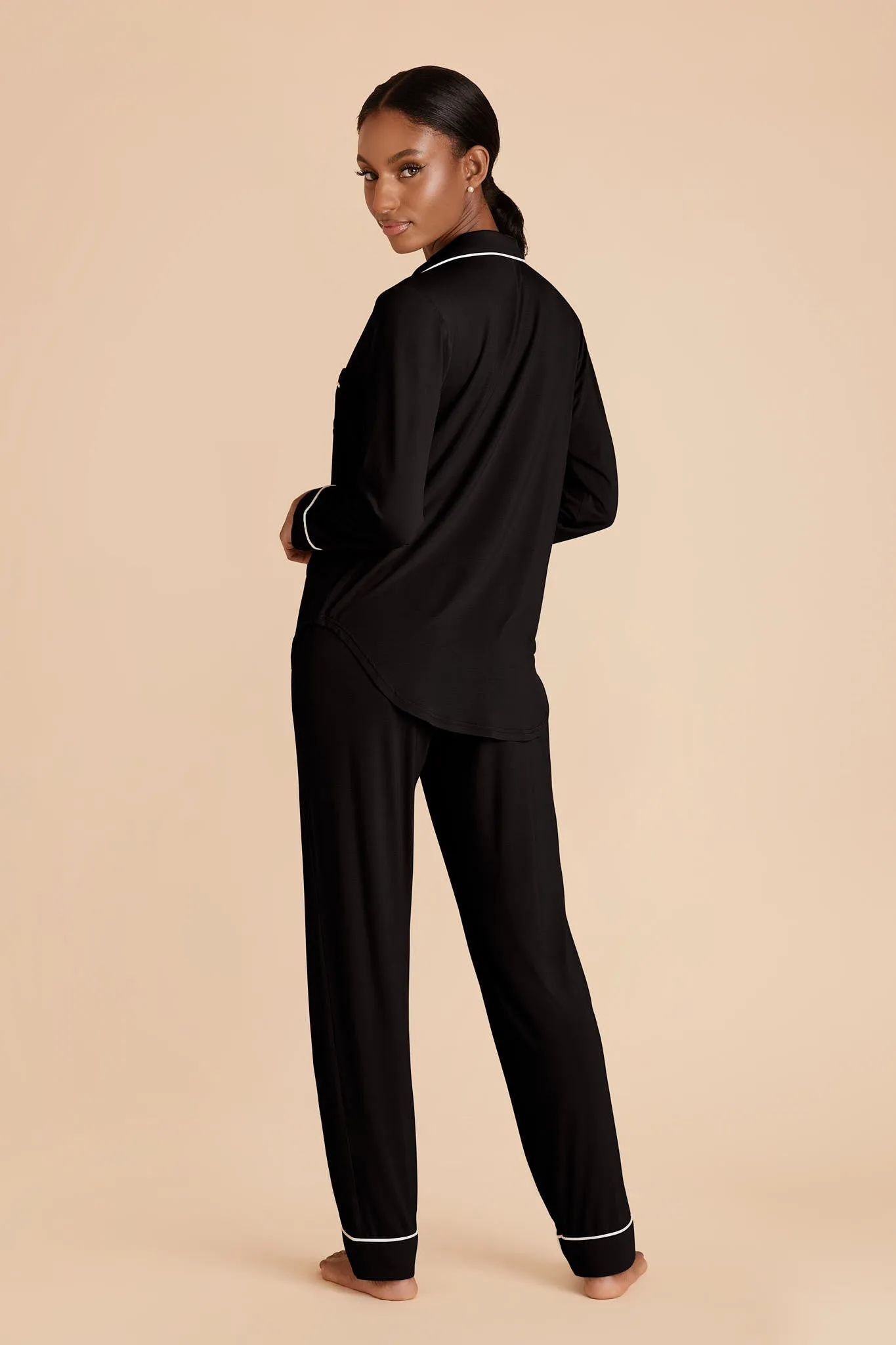 Jenna Bamboo Pajama Set - Black sold by Birdy Grey product image thumbnail 4