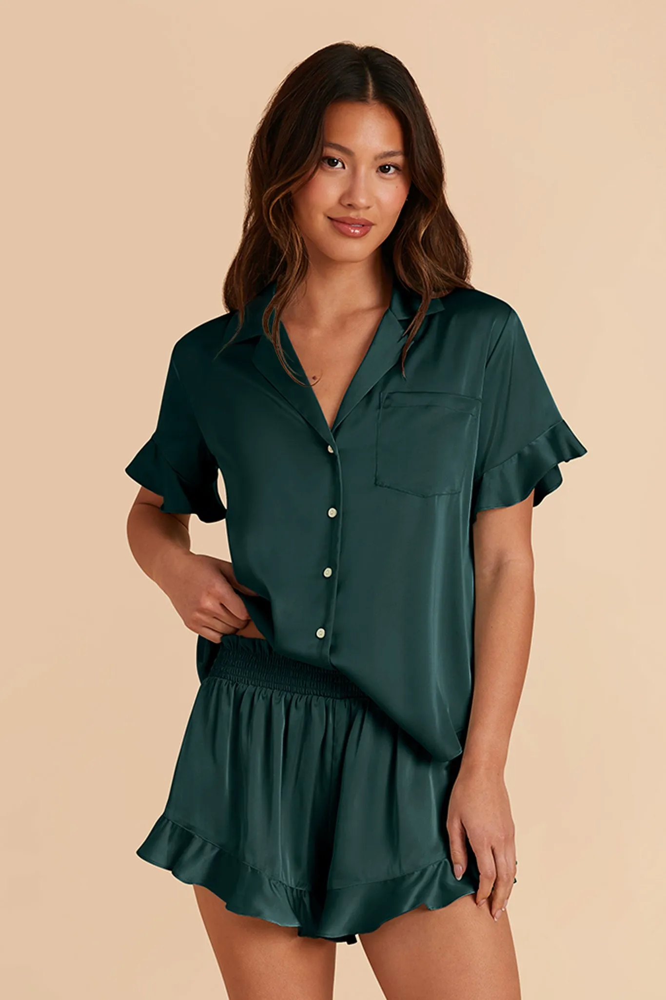 Esther Matte Satin Pajama Set - Emerald sold by Birdy Grey product image thumbnail 4
