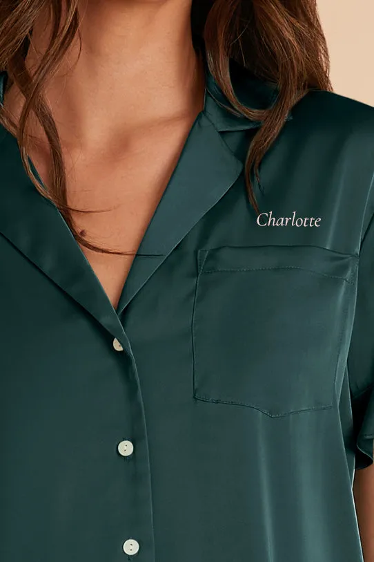 Esther Matte Satin Pajama Set - Emerald sold by Birdy Grey product image thumbnail 2