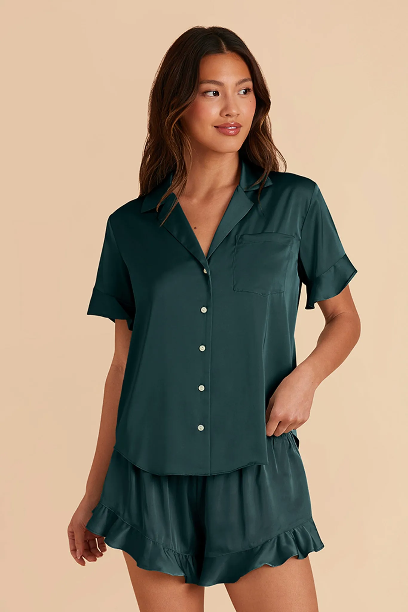 Esther Matte Satin Pajama Set - Emerald sold by Birdy Grey product image thumbnail 5