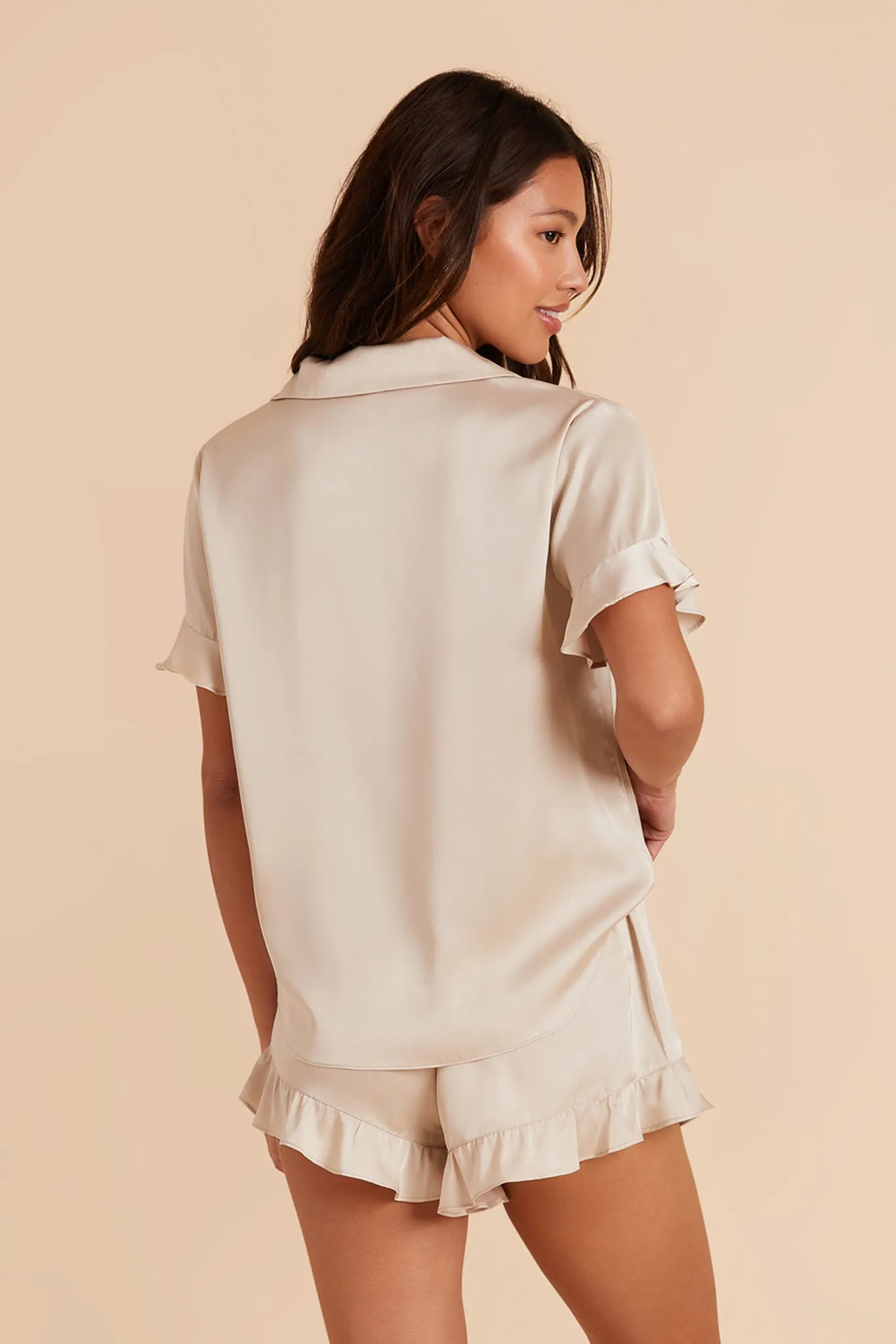 Esther Matte Satin Pajama Set - Neutral Champagne sold by Birdy Grey product image thumbnail 4