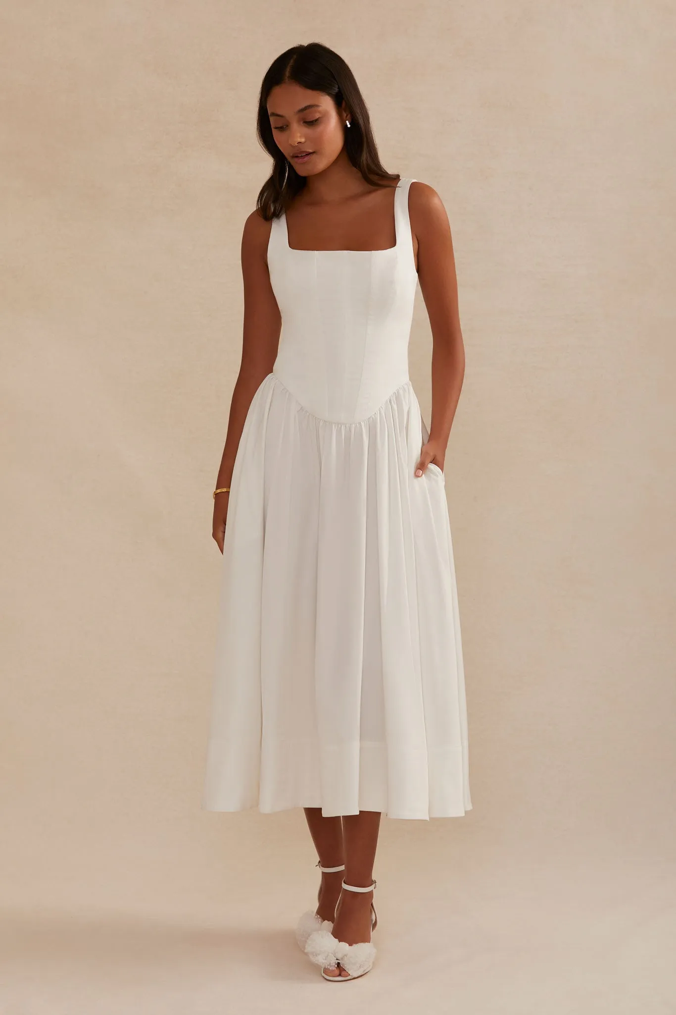 Lauren Dress - White sold by Birdy Grey