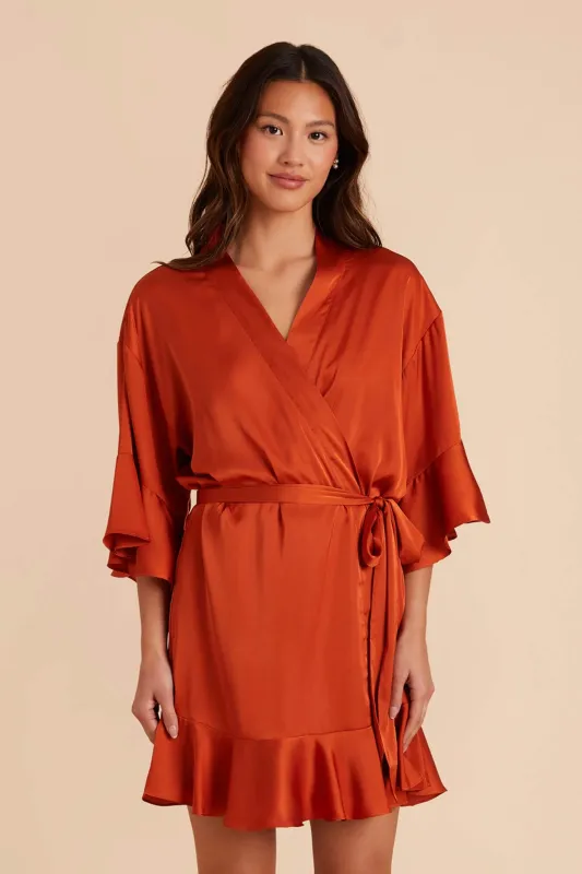 Kenny Matte Satin Robe - Terracotta sold by Birdy Grey