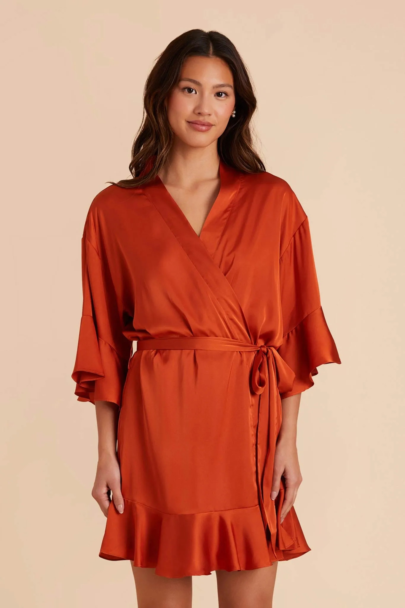 Kenny Matte Satin Robe - Terracotta sold by Birdy Grey