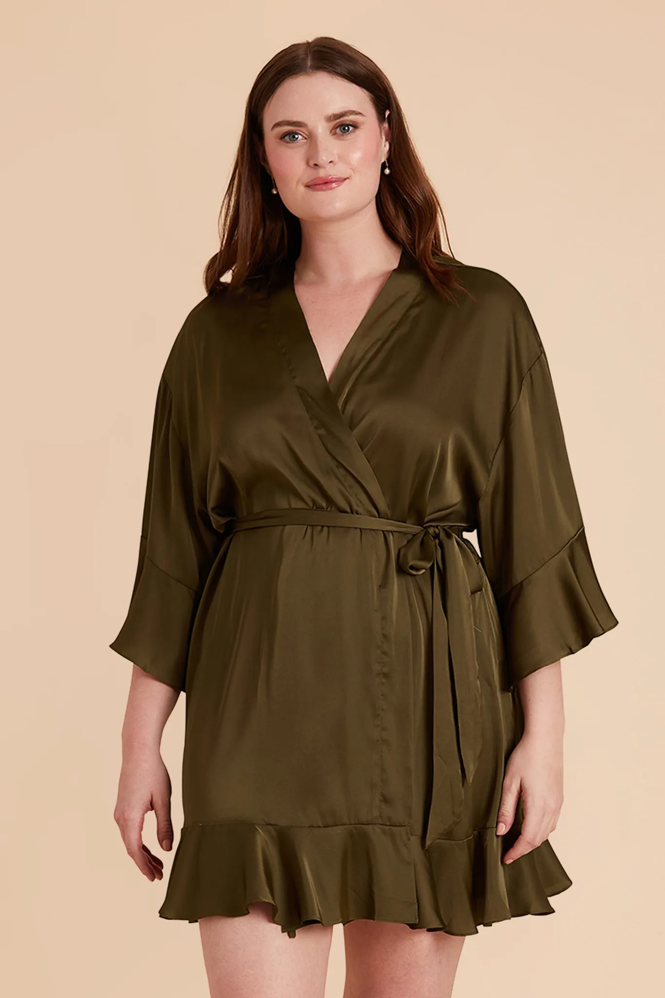 Kenny Matte Satin Robe - Olive sold by Birdy Grey product image thumbnail 3