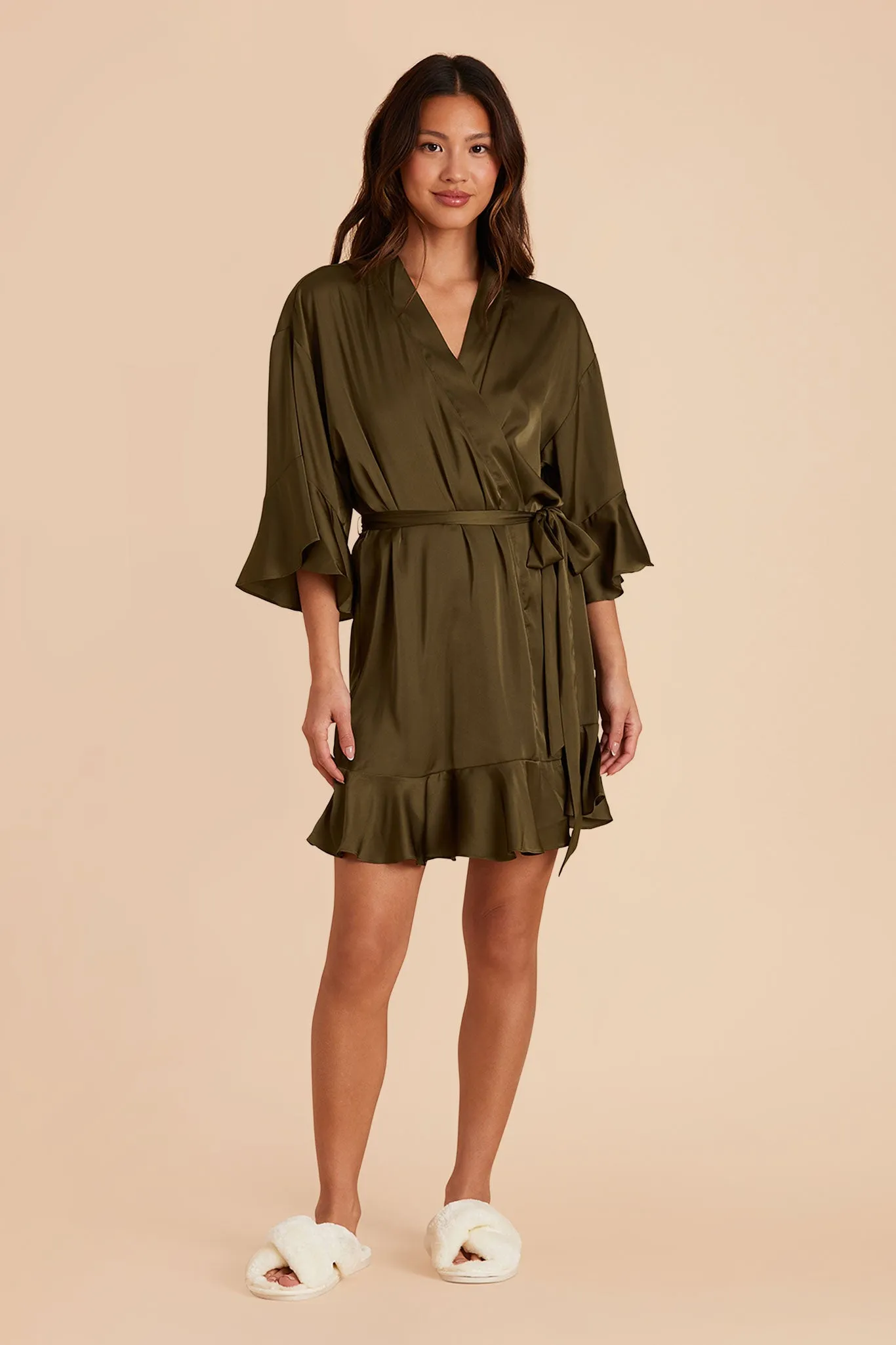 Kenny Matte Satin Robe - Olive sold by Birdy Grey product image thumbnail 4