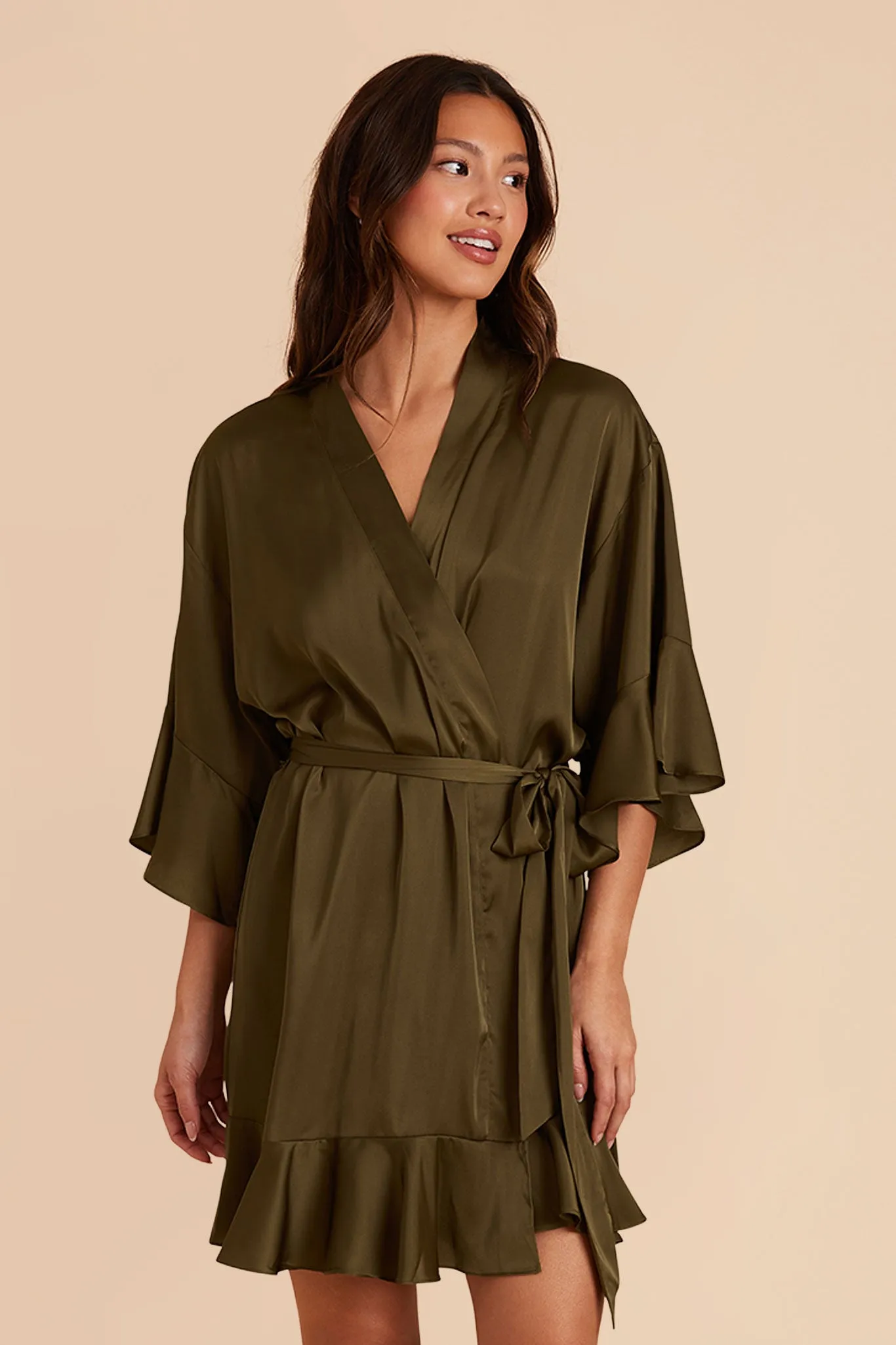 Kenny Matte Satin Robe - Olive sold by Birdy Grey product image thumbnail 5
