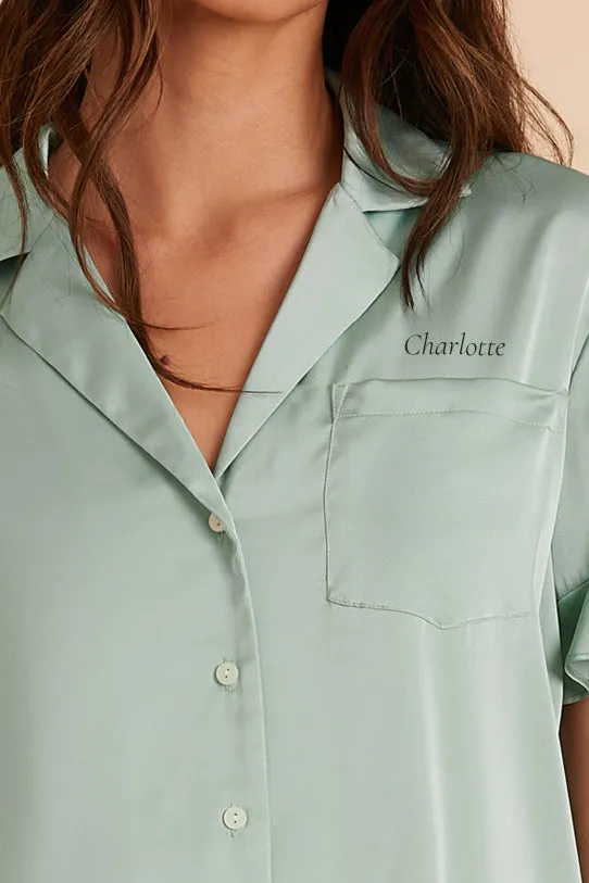 Esther Matte Satin Pajama Set - Sage sold by Birdy Grey product image thumbnail 2