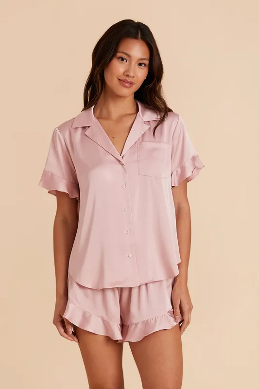 Esther Matte Satin Pajama Set - Dusty Pink sold by Birdy Grey