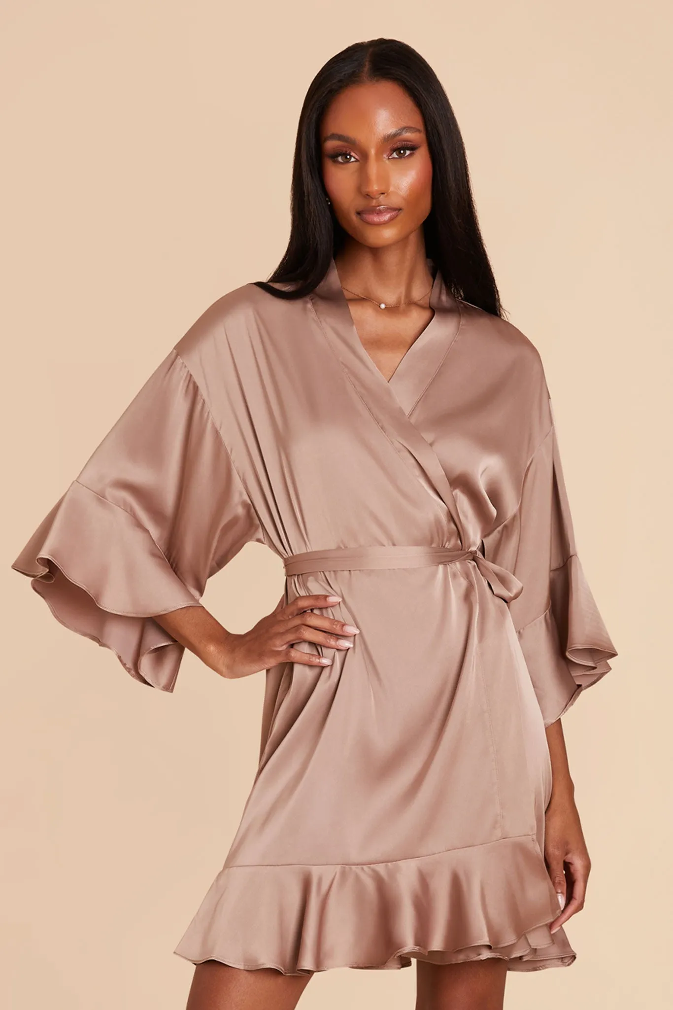 Kenny Matte Satin Robe - Mocha sold by Birdy Grey product image thumbnail 3