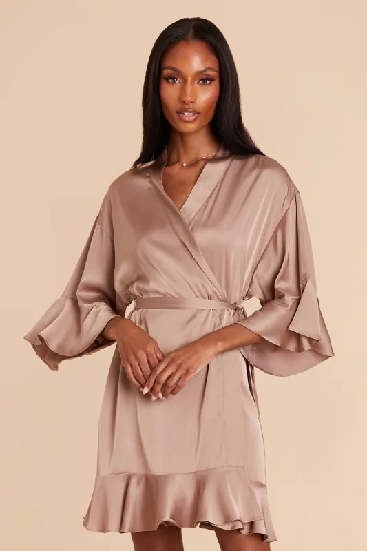 Kenny Matte Satin Robe - Mocha sold by Birdy Grey