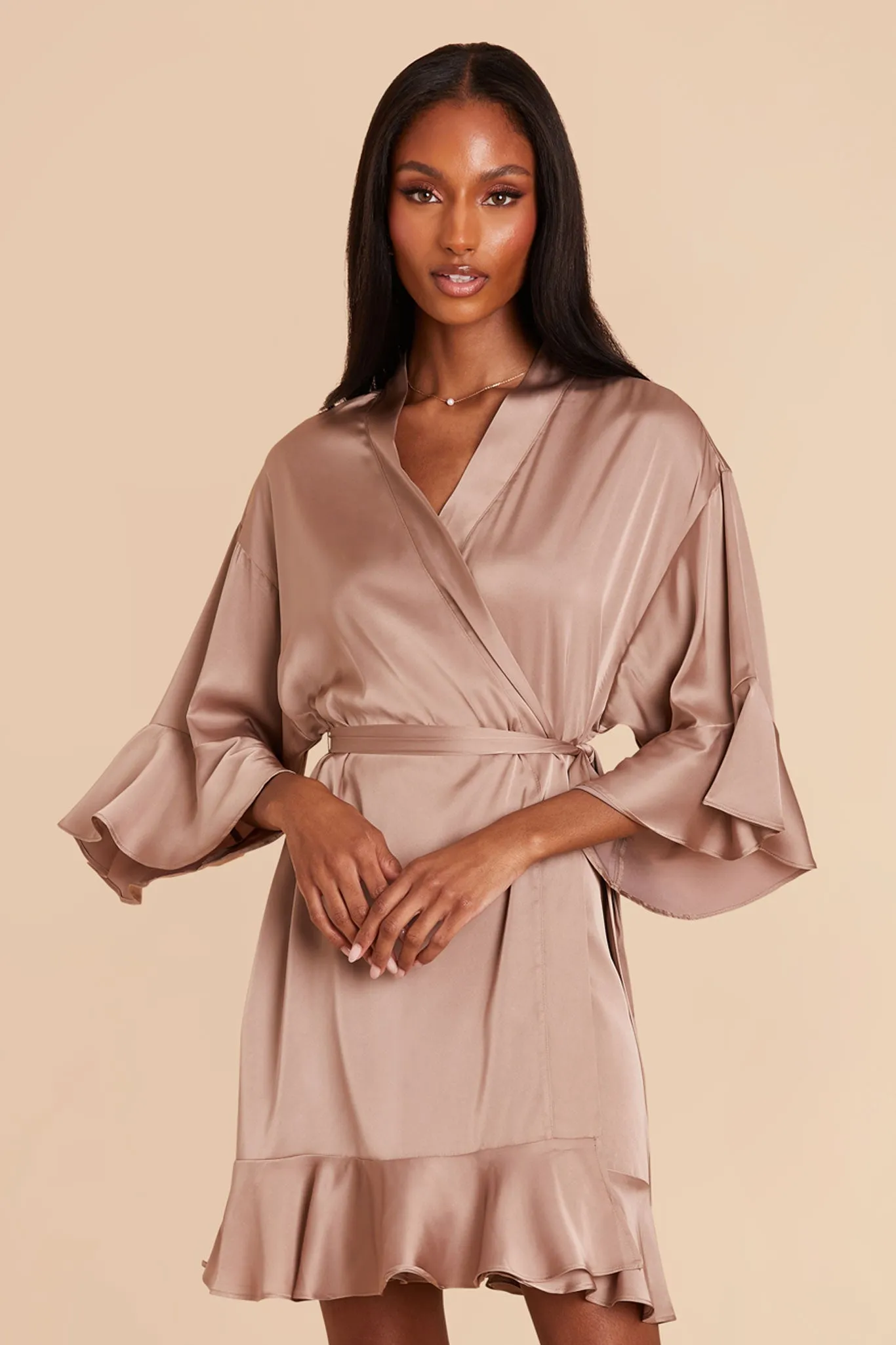 Kenny Matte Satin Robe - Mocha sold by Birdy Grey