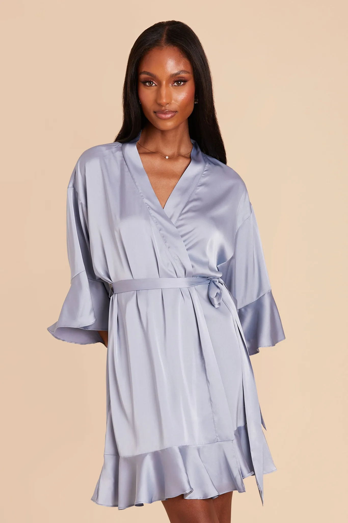 Kenny Matte Satin Robe - Dusty Blue sold by Birdy Grey product image thumbnail 4