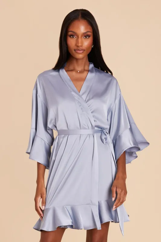 Kenny Matte Satin Robe - Dusty Blue sold by Birdy Grey