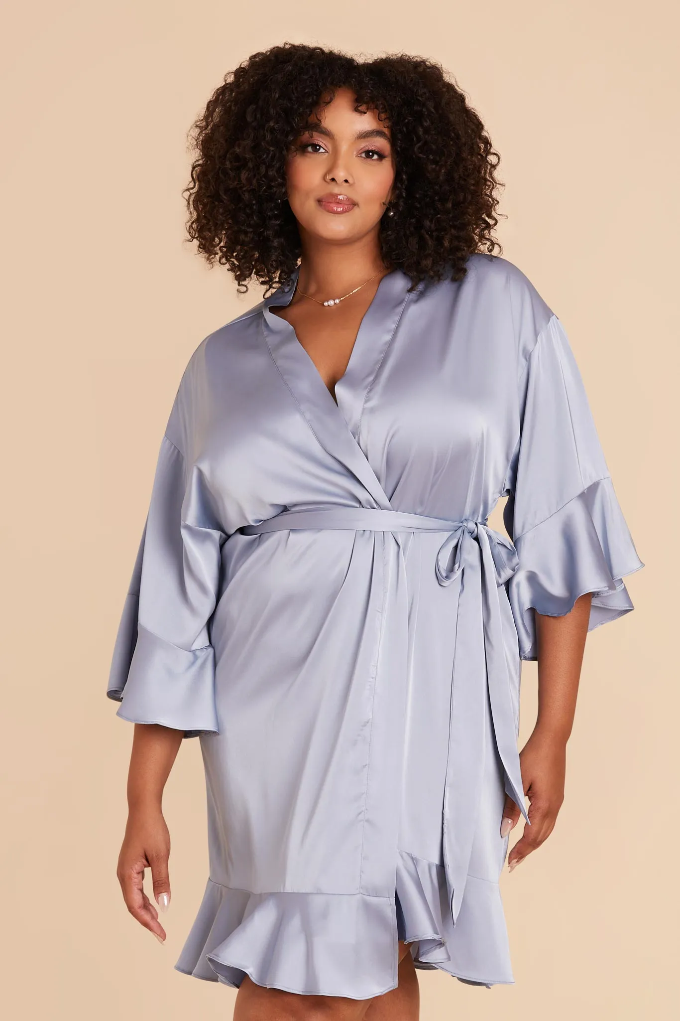 Kenny Matte Satin Robe - Dusty Blue sold by Birdy Grey product image thumbnail 3