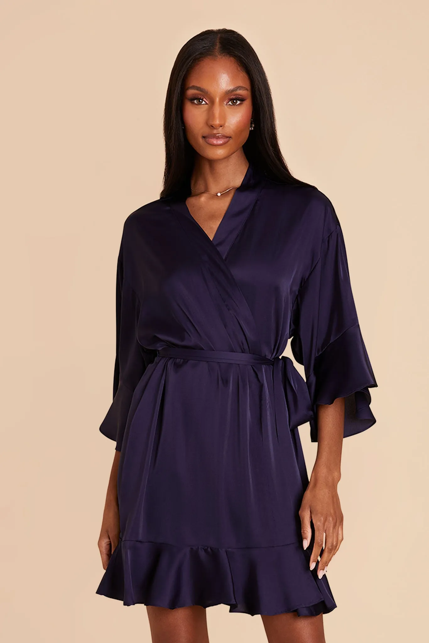 Kenny Matte Satin Robe - Navy sold by Birdy Grey product image thumbnail 5